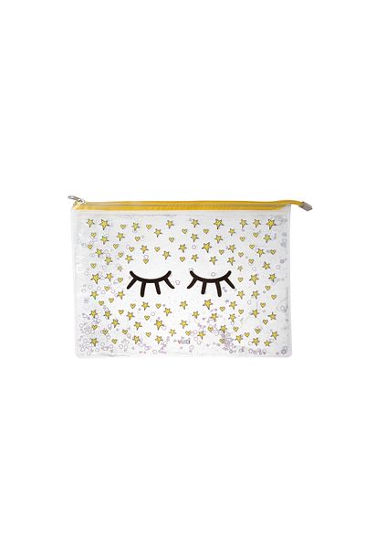 VUKİ Clear A4 File - Eyelash Glitter and Watery Zipper