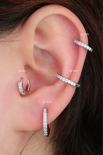 VLM AKSESUAR Zircon Stone Detailed Helix Lobe Conch Rook - Surgical Steel Piercing