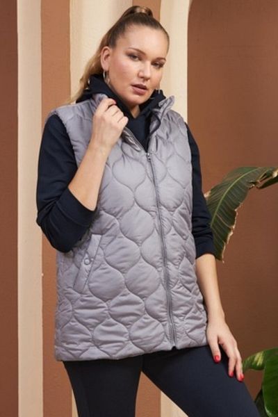 sinemisxxl Grey Zipper Plus Size Vest