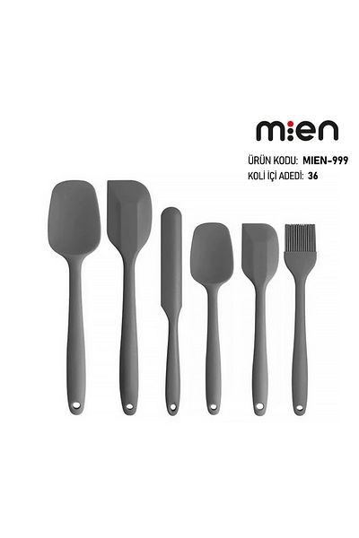 MİEN 6-Piece Silicone Heat Resistant Gray Kitchen Set