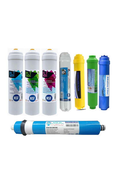 AQUA BELLA Su Arıtma Cihazı Filtresi NSF Onaylı 8'li AQUATURCO Membranlı Set ...