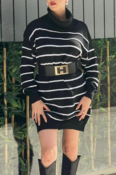 Mossta Μίνι πλεκτό φόρεμα με ριγέ γιακά Degaje (χωρίς ζώνη)