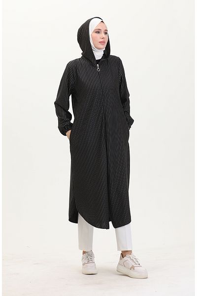 sefamerve Μαύρο ριγέ φερμουάρ - 7275-01