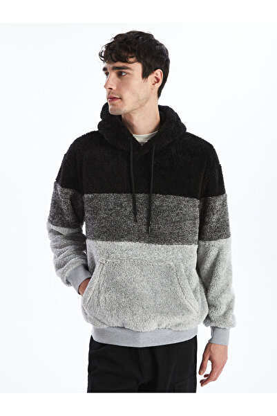 LC Waikiki Black Long Sleeve Plush Men's Hoodie