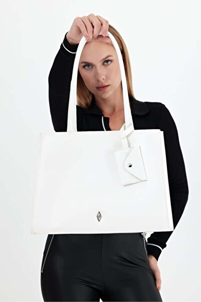 Aron Atelier Geantă pentru laptop și geantă de umăr Abella White pentru femei