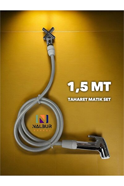 Nalbur Bakkal Taharetmatik Set Musluk Dahil 1,5 MT Patlamaz Plastik Hortum Ta...