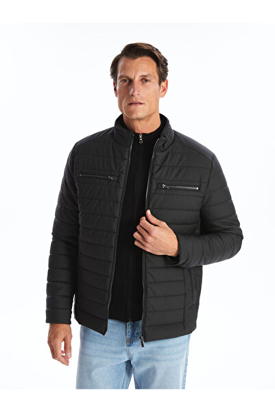 LC Waikiki Standart Kalıp Dik Yaka Erkek Deri Görünümlü Mont