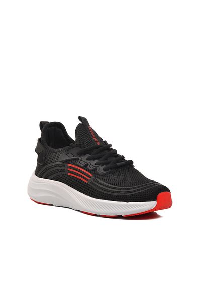 WALKWAY Black-White-Red Unisex Sports Shoes