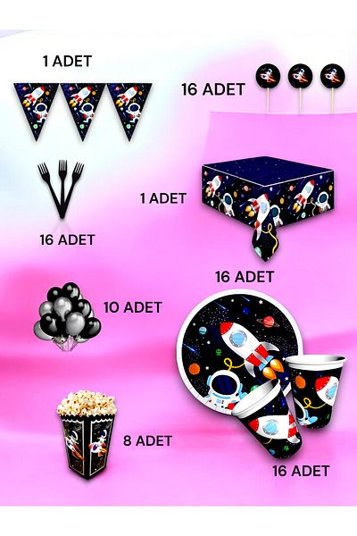 VibeHome Space Themed Luxury Set for 16 - Birthday Party and Fun Events