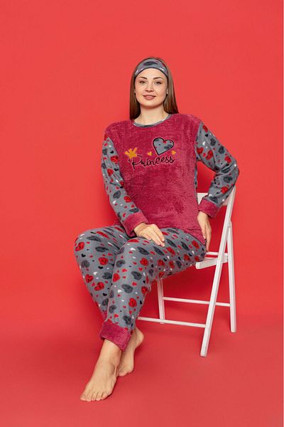 Asel Σετ πιτζάμες Fleece με μοτίβο καρδιάς