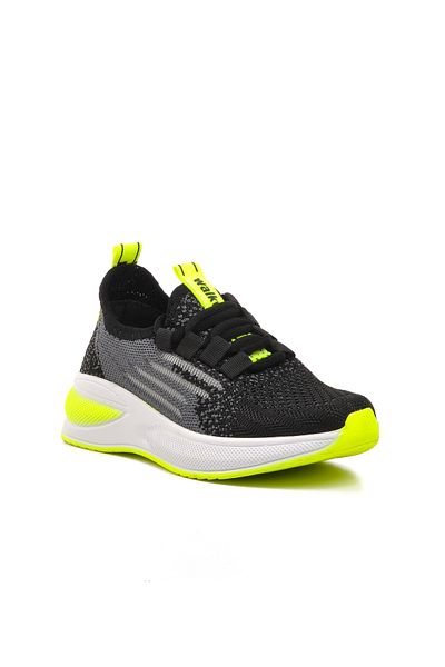 WALKWAY Black-White-Phosphor Yellow Children's Sports Shoes