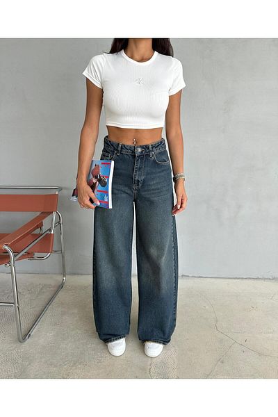 Zeo Basic ZEO BASIC - Denim Bagy Pantaloni Nuanță