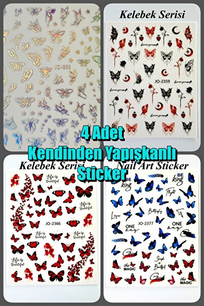 Easy Beauty 4 Adet Kendinden Yapışkanlı Tırnak Sticker, Nail Art, Tırnak Süsl...