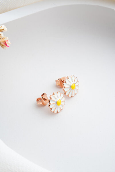 ESSARE 925 Ayar Gümüş Minimal Mineli Papatya Model Küpe