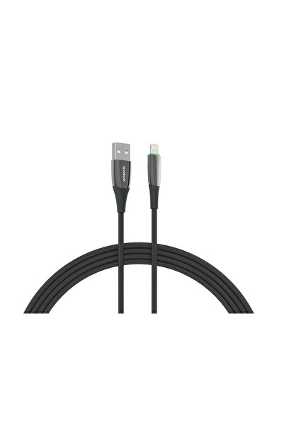 Syrox C134AL 2.4A 1.20mt Ledli Örgülü USB-A - Lightning Şarj & Data Kablosu - Siyah Uyumlu