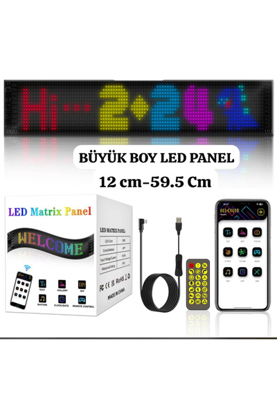 Voground LED matris piksel paneli kaydırma reklam işaretleri esnek USB 5V Led akıllı Bluetooth 12x59.5 cm
