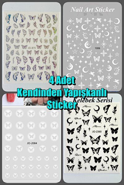 Easy Beauty 4 Adet Kendinden Yapışkanlı Tırnak Sticker, Nail Art, Tırnak Süsl...