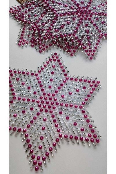 NMSONE Pulley Handwork Beaded Room Set (Handmade Fuchsia Color 6 Pieces)