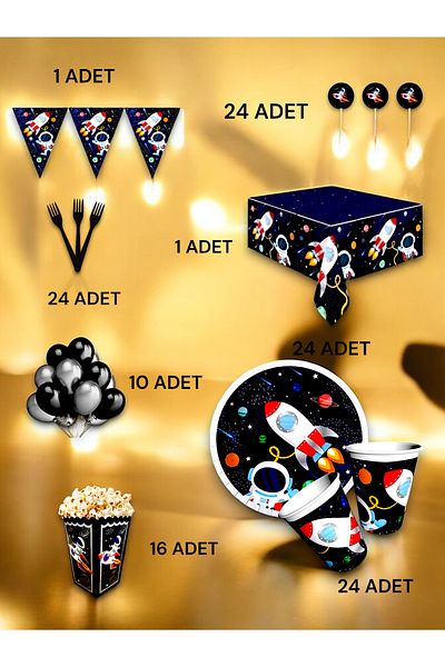 VibeHome Space Themed Luxury Set for 24 - Birthday Party and Fun Events