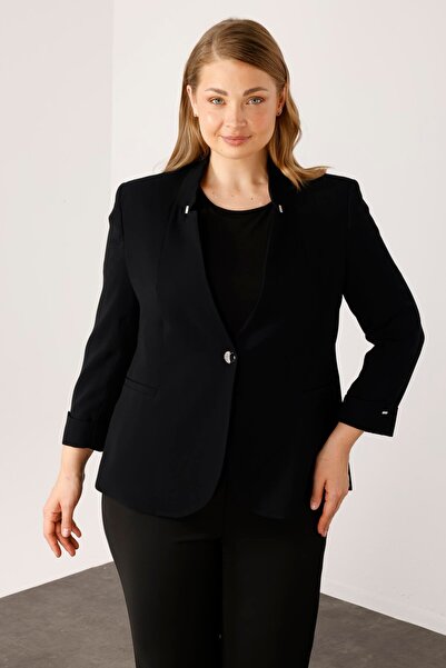 Moda İlgi Modailgi  Hakim Yaka Tek Düğme Ceket Siyah