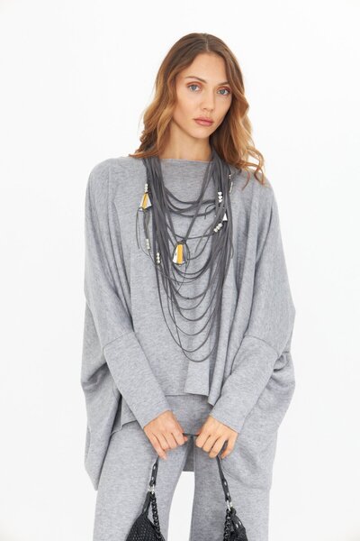 LAMANTE GRİ KADİFE KOLYE