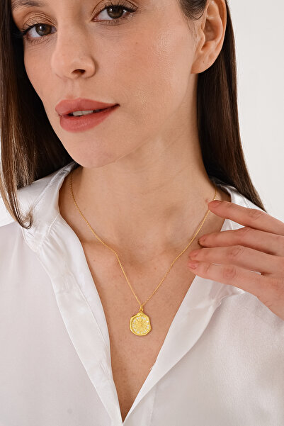 Ricco Jewellery 14 K Gold Kaplama 925 Ayar Gümüş Asimetrik Kutup Yıldızı Kolye