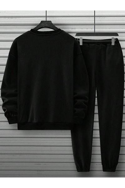 SAAT TEKSTİL Ανδρικό Σετ Φούτερ Μαύρο Balance Summer Oversize