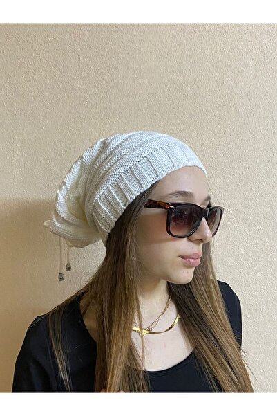 sema aksesuar Women's Winter White Drawstring Beret - New Year's Christmas Gift