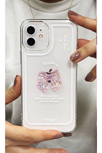 KVK PRİVACY Apple iPhone 11 Uyumlu Kılıf '3 Boyutlu Kurdele' Kamera Korumalı Yumuşak Kapak Şeffaf