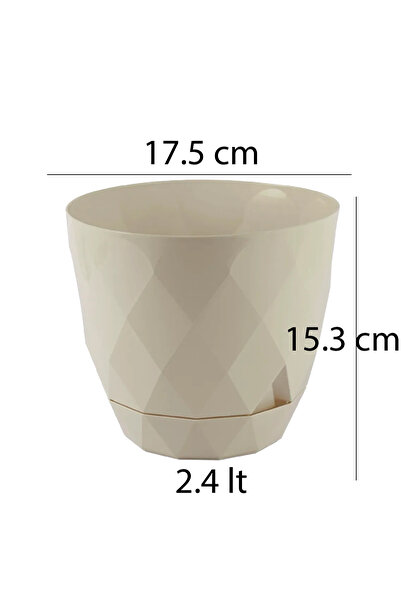 TEMMUZ HOME No 3 Büyük Boy 4 Adet Baklava Desenli Tabaklı Plastik Saksı Yakamoz 2,4 Lt