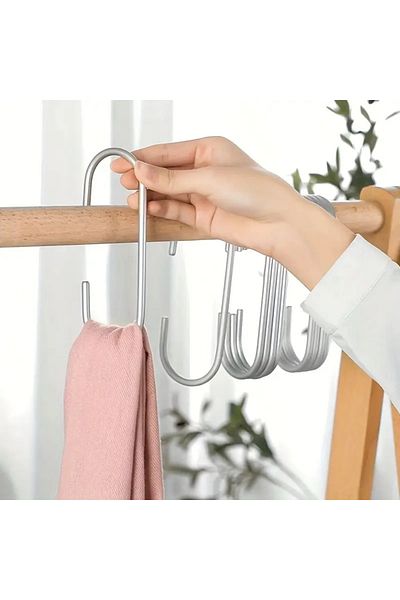 VENON 10Pcs Chrome Galvanise C-Shape Metal New Style Clothes Rack Shawl Hanger Bag Organizer