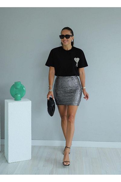 Fua Shop Shiny Lined Sequin Skirt
