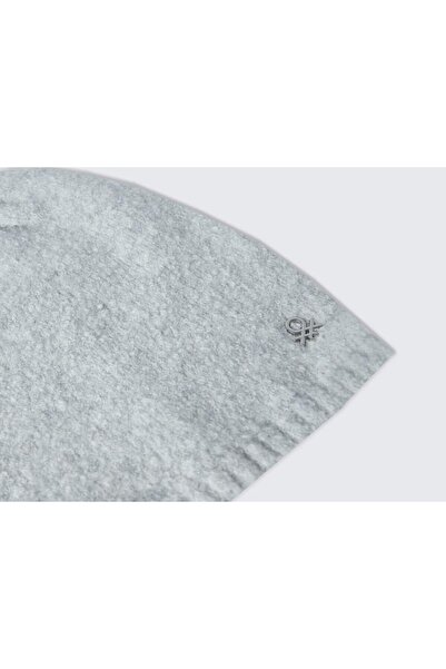 United Colors of Benetton Beretă cu aspect melange pentru fetiță, gri Melange Metal Logo