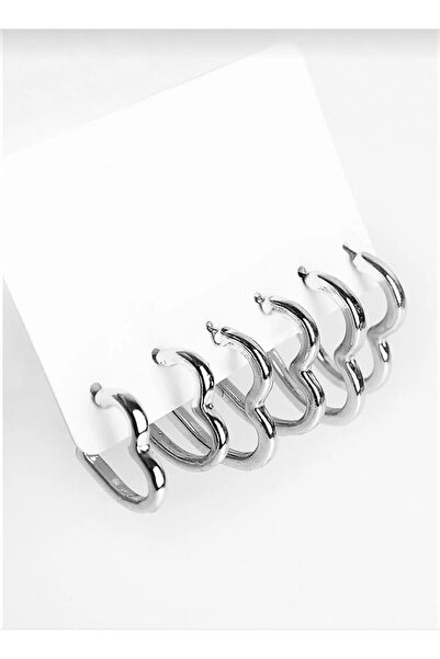 By Zeyna Aksesuar طقم أقراط نسائي على شكل قلب - 1.5 سم / 2 سم / 2.5 سم zrk00593