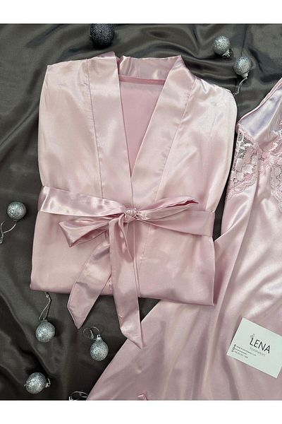 Lena Homewears Set de patru din satin mătăsos roz Deluxe