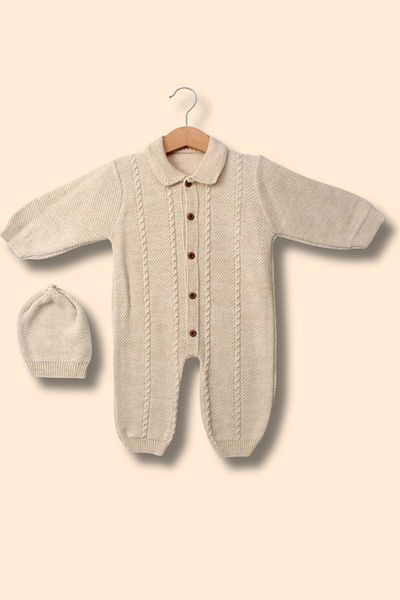 lillia kids Unisex Baby Girl Baby Boy Knitted Knitwear 100% Cotton Newborn Romper Set