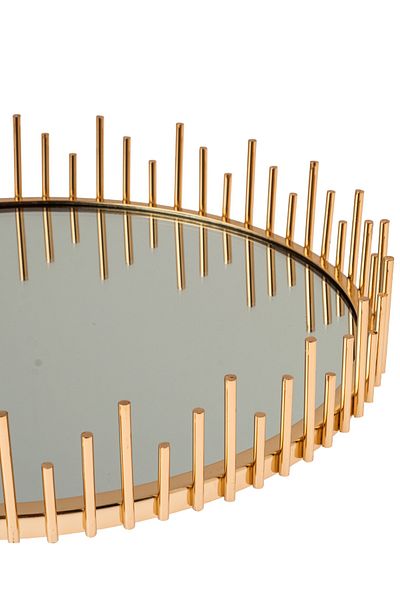 Dania Golden metal serving tray with mirror floor size 30 cm