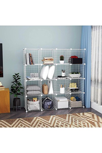 decorelax 16'lı Tel Küp Çok Amaçlı Organizer Raf Beyaz 33cm