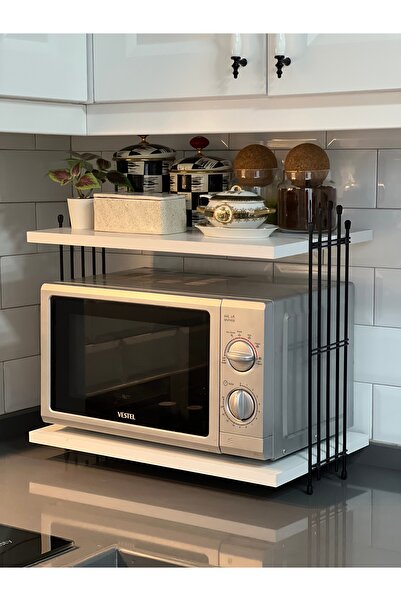 Benefse Mikrodalga Dolabı Tezgah Üstü Fırın Microdalga Mutfak Rafı Kahve Makinesi Rafı Beyaz