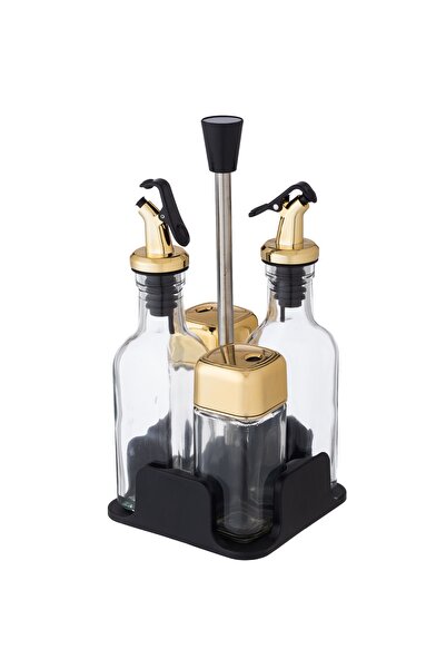 Dania طقم مكون من 4 قطع من الزيت الذهبي وحامل مع حامل