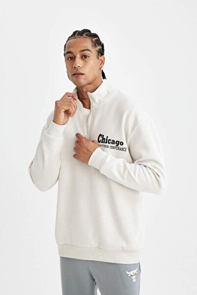 DeFacto Φούτερ DeFactoFit NBA Chicago Bulls - Φούτερ με φερμουάρ με φερμουάρ