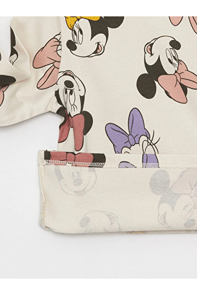 LC Waikiki LCW baby Bej Bisiklet Yaka Minnie Mouse Baskılı Kız Bebek Pijama Takımı