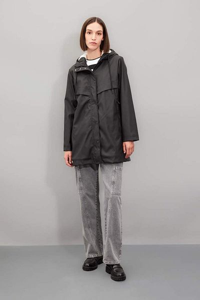 DeFacto New Season Water Repellent Long Raincoat Fleece Lined Hooded Zippered Snap Fastener