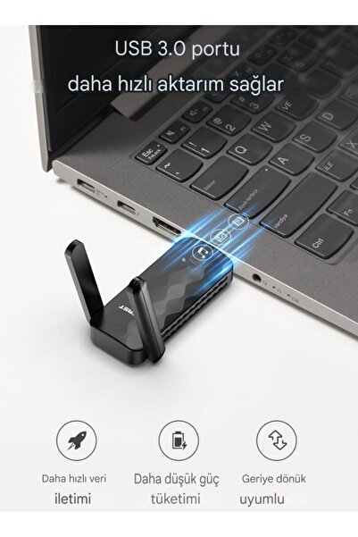 Comfast 955AX Wifi-6 Yüksek Hızlı 1800Mbps Usb 3.0 Yüksek Çekim Gücü CE Sertifikalı Çift Bant 5Ghz/2.4Ghz