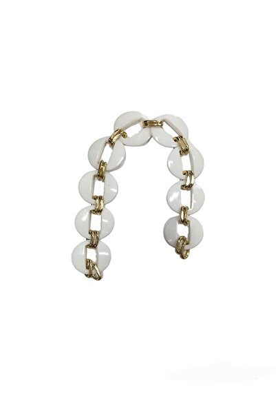 Mia Hobi مقبض حقيبة سلسلة أكريليك أبيض