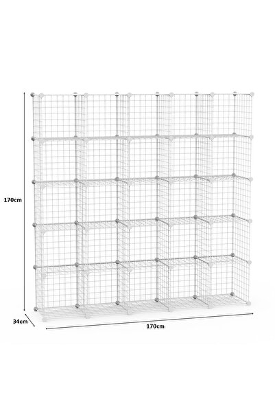 decorelax 25'li Tel Küp Çok Amaçlı Organizer Raf Beyaz 33cm