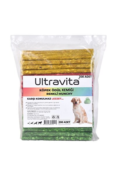 ULTRAVİTA 200 Adet Yüksek Proteinli Kurutulmuş Munchy Renkli Çiğnemelik Köpek...