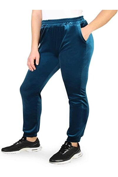 Velvet بنطال رياضي نسائي شتوي مخملي فرنسي بجيوب