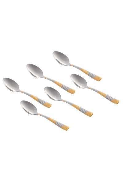 Dania مجموعة من 6 ملاعق حلوى من الفولاذ المقاوم للصدأ مزينة باللون الذهبي