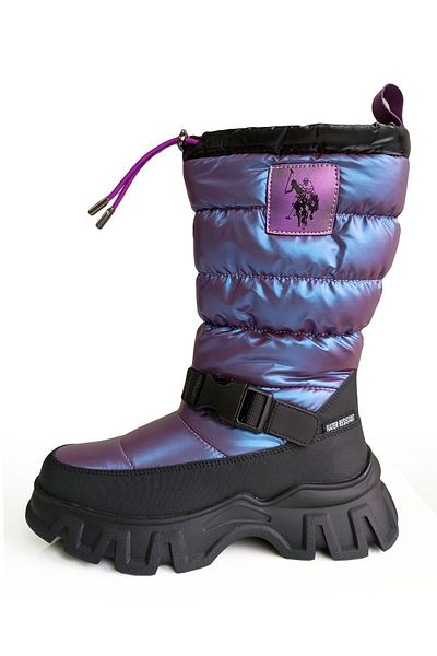 U.S. Polo Assn. Κομψές χειμερινές μπότες για κορίτσια με μάλλινη εσωτερική αντιολισθητική βάση με φερμουάρ - Winter Women Purple Imported Boo